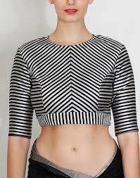 Black And White Striped Saree Blouse Stripe Design Blouse For Black Material Black White Stripe Blouse Raw Mango Striped Blouse Designs Stylish Blouse Design Tunic Designs