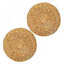 Set of 4 natural round water hyacinth woven rattan placemat braided rattan tablemats 11.8 inch/30cm. Woven Rattan Placemats 2 Pack Round Placemats For Dining Table Non Slip Weave Placemat Water Hyacinth Woven Placemats For Kitchen Table Walmart Com Walmart Com