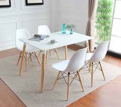 Shop dining room tables and other modern, antique and vintage tables from the world's best furniture dealers. White Wood Dining Table And 4 White Chairs Kitchen Dining Room Furniture Ebay
