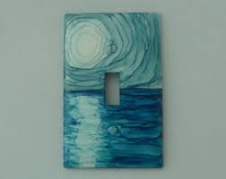 Blue Ocean Waves Light Switch Cover Hand Painted With Etsy Alcohol Ink Alcohol Ink Painting Alcohol Ink Art