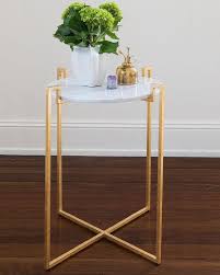 Shannon White Marble Gold Side Table