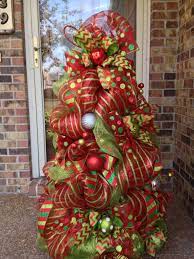 Beautiful Deco Mesh Tree Made Out Of A Tomato Cage Can T Wait To Make This For Our Outd Mesh Christmas Tree Christmas Tree Decorations Diy Christmas Ornaments