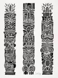 Maybe you would like to learn more about one of these? Black Tiki Totems Giclee Print Cat Coquillette Art Com In 2021 Tiki Totem Totem Tattoo Mayan Art