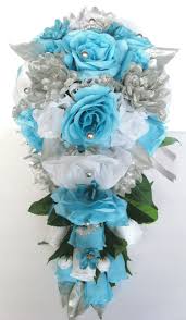 Shop the top 25 most popular 1 at the best prices! Wedding Bouquet 17 Piece Package Bridal Bouquet Set Aqua Blue Silver Malibu Turquoise Wedding Silk Flowers Wedding Bouquets Rosesanddreams Wedding Flower Arrangements Wedding Flower Guide Flower Bouquet Wedding