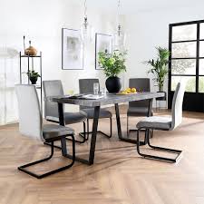Ours are designed with the right proportions to be comfortable to sit in until dessert. Addison Concrete Dining Table With 4 Perth Grey Velvet Chairs Black Legs Furniture And Choice