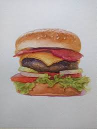 Food Painting Burger Illustration Hamburger Cheeseburger Food Etsy Food Painting Japanese Food Illustration Food Wall Art