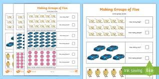 making groups of five differentiated worksheets