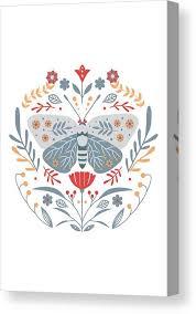 Maybe you would like to learn more about one of these? Scandinavian Folk Art Butterfly And Flowers Canvas Print Canvas Art By Nordic Print Studio