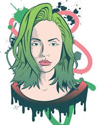 Blackbook Beauty In Green Etsy In 2020 Girls Cartoon Art Cartoon Art Digital Art Prints