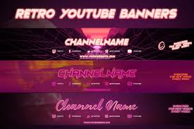 3 Retro Youtube Channel Art Banners Youtube Channel Art Channel Art Youtube Banner Template
