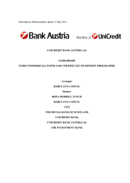Is an international banking group headquartered in milan. Fillable Online Bankaustria Unicredit Bank Austriaag Euro Commercial Paper And Bankaustria Fax Email Print Pdffiller