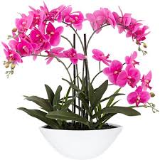 Choose a stunning silk flower arrangement and luxury vase or create your own bouquet from single stems. Dahlia Studios Real Touch Pink Orchid 28 High Faux Flowers In White Pot Target