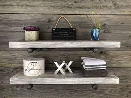 gray on white base 7 25 deep rustic industrial floating etsy shelves kitchen bathroom stand over toilet