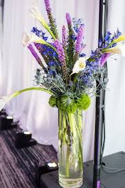 Tall Blue And Purple Floral Arrangement