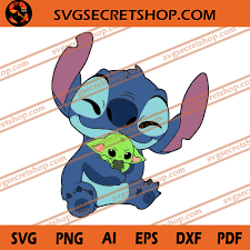 Stitch Holding Baby Yoda Svg Stitch And Baby Yoda Svg Disney Svg