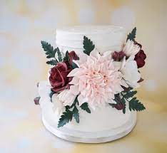 Dahlia And Roses Sugar Flower Arrangement Wedding Cake Topper Wedding Cake Dahlia Blush Wedding Cakes Floral Cake
