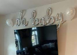 Oh Baby Balloons Silver Baby Shower Decor Silver Oh Baby Etsy Gold Letter Balloons Letter Balloons Bridal Shower Balloons
