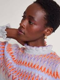 Monsoon Fair Isle Jumper Outlet (Frill Neck Fair Isle Jumper with Recycled  Polyester Green)