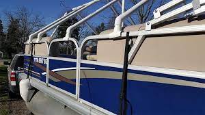 How To Make A Homemade Pontoon Boat Cover Support System Pontoon Boat Accessories Pontoon Boat Covers Boat Cover Support