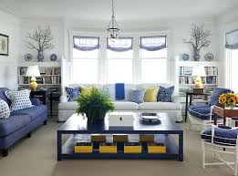 Navy Blue Yellow And Grey Bedroom View In Gallery Cottage Style Living Room In Blue And White Wit Yellow Living Room Blue Living Room Cottage Style Living Room
