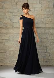Full Length Luxe Chiffon Bridesmaid Dress With One Shoulder Neckline Designed By Mori Lee Bridesmaid Dresses Long Bridesmaid Dresses Black Bridesmaid Dresses