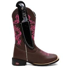 Bota Texana Feminina Floral + Faca (34, Vinho, 2)