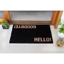 Add a touch of boho chic to your threshold with this doormat, which features a pair of lacy fern fronds. Rugsmith Machine Tufted Hello Goodbye Indoor And Outdoor Coir Doormat 18 X 30 Walmart Com Walmart Com
