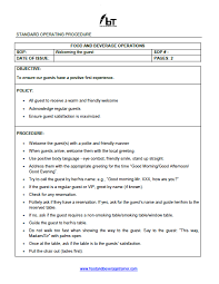 Organizations use it to help their staff carry out routine operations in a consistent and compliant manner. Sop Food And Beverage Trainer