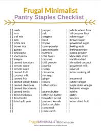 Free Resource Library Frugal Minimalist Kitchen Pantry Staples Minimalist Kitchen Pantry Essentials List