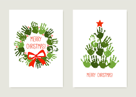 Kids color and cut the pieces, then glue the card together. Handprint Christmas Card How To Make A Personal Festive Card