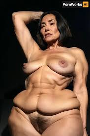 A mulher madura, com um corpo chubby e quadris completos, ficou nua na  frente do espelho. Seu cabelo púbico era grosso e bucha, com uma forma  quadrada que era visível do lado.