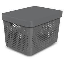 Durable Plastic Lift Off Lid Integrated Handles Stackable Sturdy Construction The La Decorative Storage Bins Decorative Storage Plastic Storage Bins