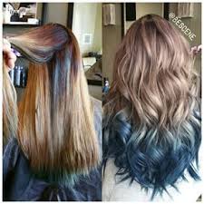 At Home Gone Wrong Turned Into A Professionally Done Bayalage With Dark Blue Tips Amethyst Undertone Added Dyed Blonde Hair Blue Tips Hair Baylage Hair