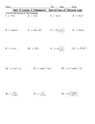 There are commonly used formulas after the problems, some of these problems might be. Derivatives Of Natural Logs Worksheet Fill Online Printable Fillable Blank Pdffiller