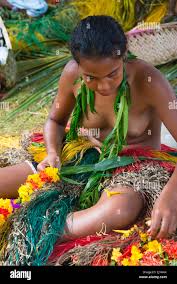 Yapese girls making flower lei for Yap Day Festival, Yap Island, Federated  States of Micronesia Stock Photo - Alamy