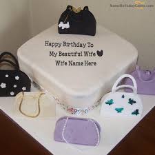 Happy Birthday Cake For Wife Images Write Name On Bags Birthday Cake For Wife Happy Birthday Wishes Cake Designs Birthday Birthday Cake For Wife Happy Birthday Cakes