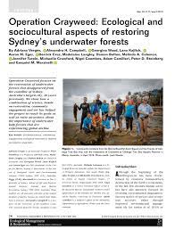Pdf Operation Crayweed Ecological And Sociocultural Aspects Of Restoring Sydney S Underwater Forests