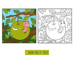 Apple coloring page print the pdf: Coloring Book Worm In Apple Stock Vector Illustration Of Education Book 91685745