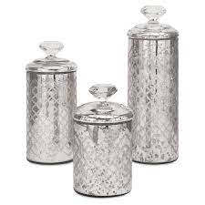 Accessorize your kitchen with fun mugs and glasses, stylish dinnerware sets, and more. Nikki Chu Waldorf Mercury Glass Canisters Set Of 3 Walmart Com Walmart Com