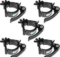 5 Pack 2" Black DJ Stage Lighting Clamps Fits F34, Heavy Duty Aluminum  Truss Clamp Hook, Quick Release and Lock with TUV