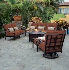 The Monterey Collection Offers Up Plush Deep Seating Comfort And Its Durable Aluminum Frame Is A Throwback Patio Fire Pit Furniture Comfortable Patio Furniture