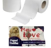 Papel Toalha 6 Rolo Bobina 200m Branco Secar Mão Banheiro Un