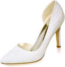 Bianche, avorio, argentate o completamente ricoperte di cristalli: Scarpe Da Sposa Luccicanti Da Donna Decollete A Punta Tacco Spesso Abito Tacco Alto Tacchi Da Sposa Avorio 16p 0608 07a Ivory 39 Amazon It Scarpe E Borse