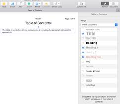 Press the <tab> key and then type the page number. Pages Table Of Contents Apple Community