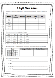 5 Digit Place Value These Worksheets Are Designed To Help Year 5 And 6 Student Consolidate Their Understa Place Values Primary Teachers Resources Math Work