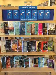 March April Display Spring Forecast 100 Chance Of Reading Library Displays Library Book Displays School Library Displays