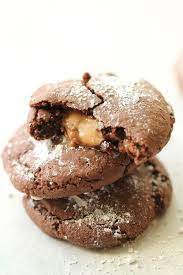 4 Ingredient Rolo Cookies Recipe Easy Cake Mix Recipe Recipe Rolo Cookies Easy Cookie Recipes Desserts