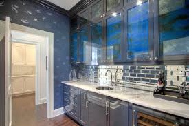 Before + after diy kitchen subway tile backsplash makeover. Butler Pantry With Mirrored Subway Tiles Contemporary Kitchen
