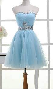 Hot Selling Light Sky Blue Strapless Homecoming Dresses Short Beading Homecoming Dress Modest Cocktail Dresses Graduation Dresses Strapless Homecoming Dresses Fitted Party Dress Prom Dresses