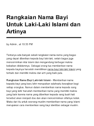 Nama bayi laki lengkap modern. Rangkaian Nama Bayi Untuk Laki Laki Islami Dan Artinya Arjoena Pdf
